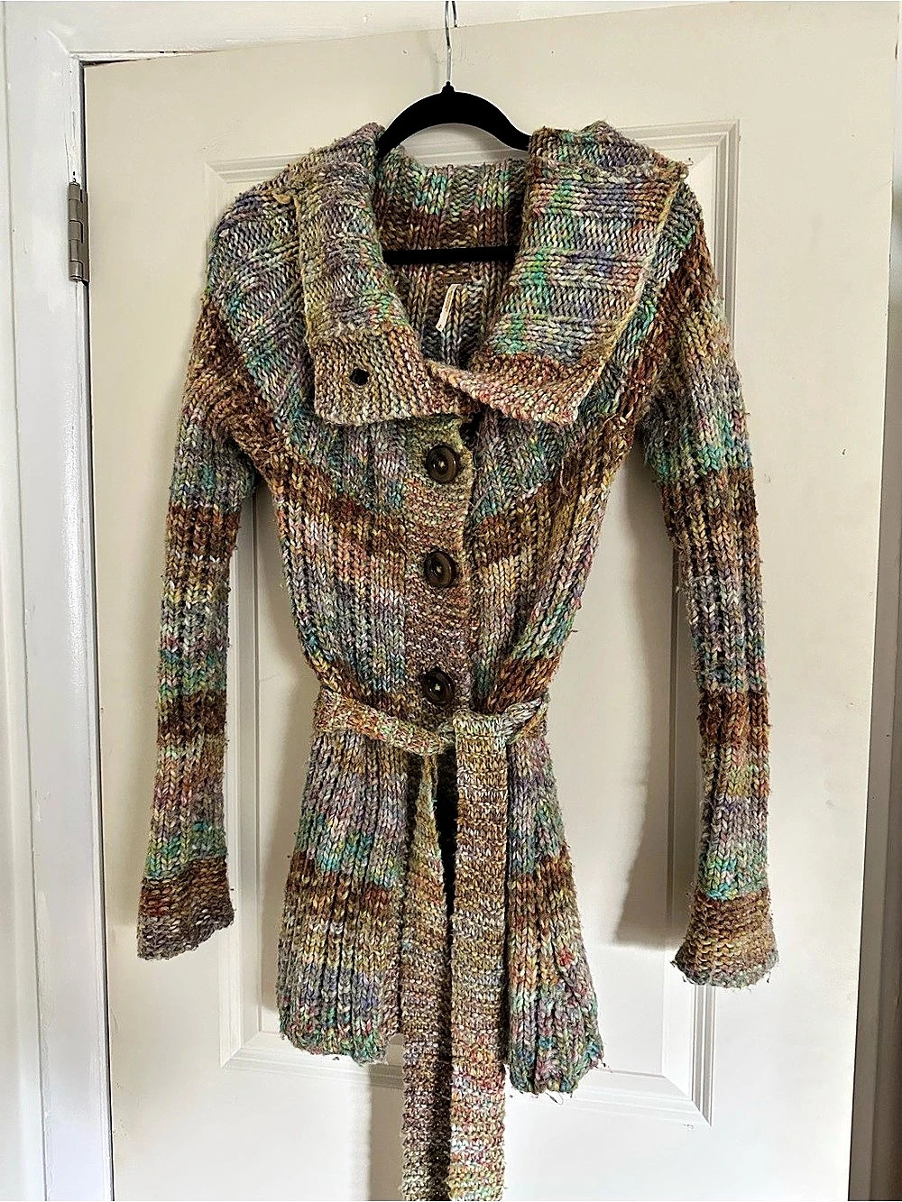 Free People Multicolor Knit Belted Cardigan